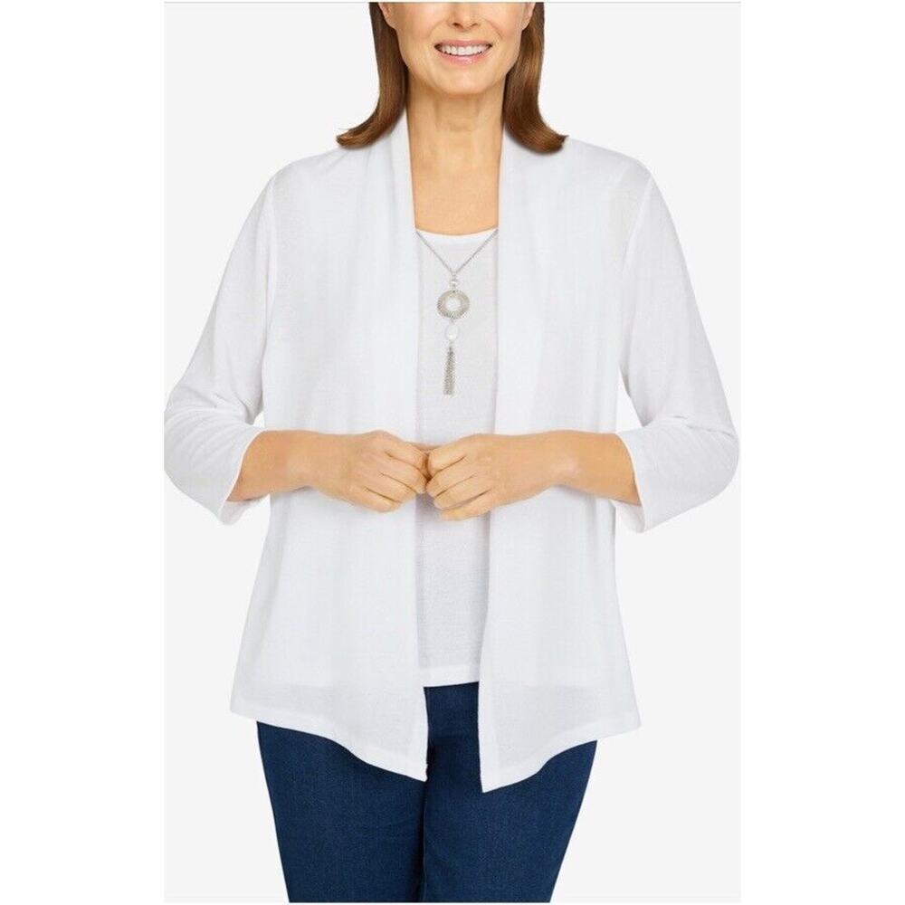 Alfred Dunner Top 1X Tank And Sweater With Detachable Jewelry NWT